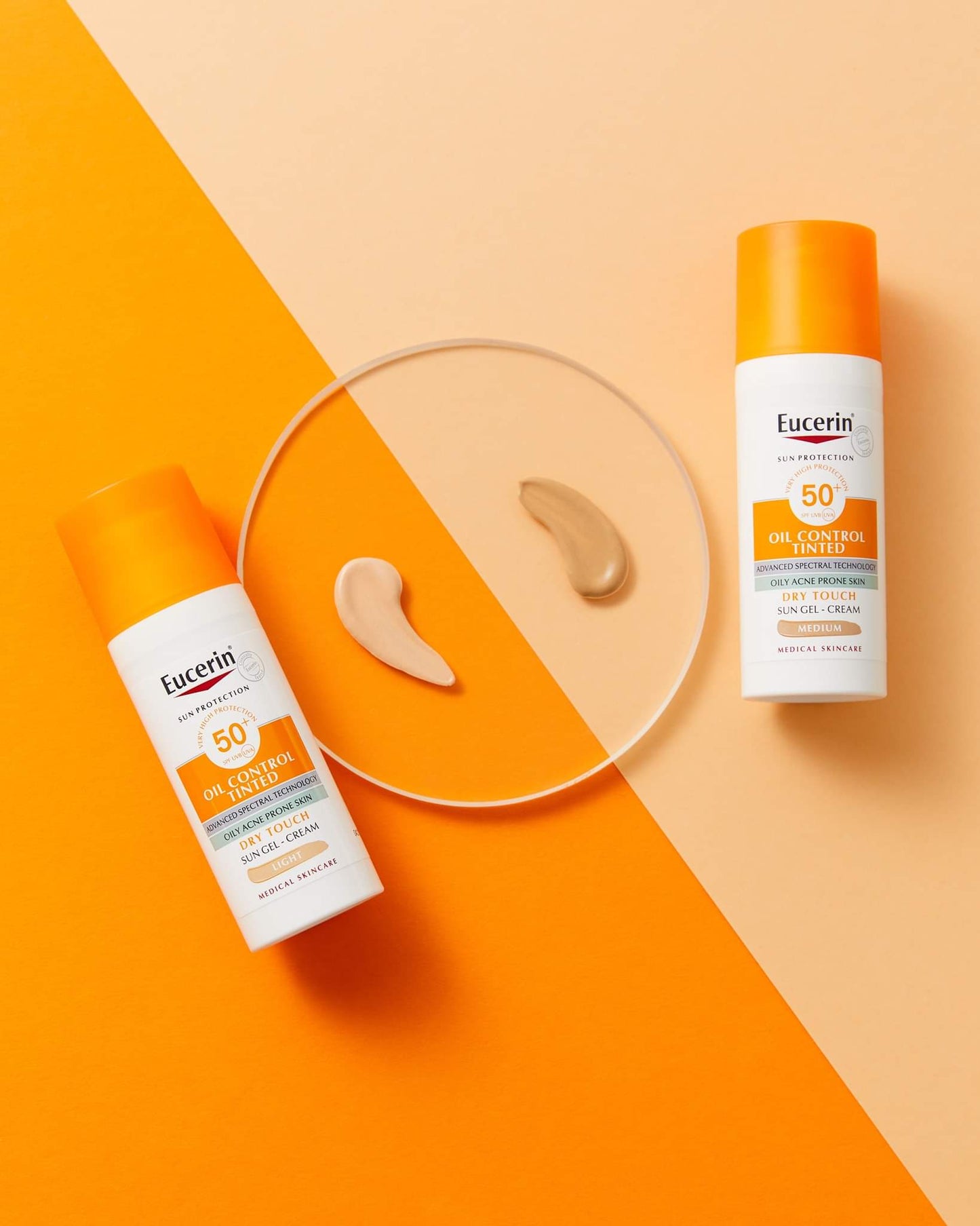 Eucerin Sun Face Oil Control FPS 50+ con color tono medio